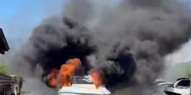 Explosão de lancha deixa três pessoas feridas em Ipojuca